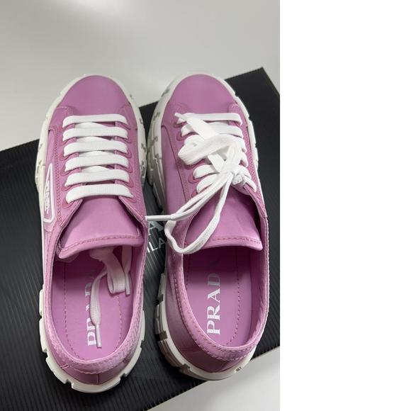Double Wheel Recycled Nylon Gabardine Donna Pink Platform Sneaker e362 - Picture 6 of 12